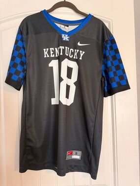 Nike Black Jersey with Blue Checker Sleeves - Kentucky 18